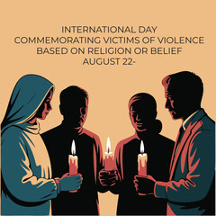 Flat style illustration honoring victims of religious violence – August 22 International Day Commemoration