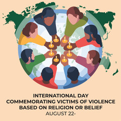 Flat style illustration honoring victims of religious violence – August 22 International Day Commemoration
