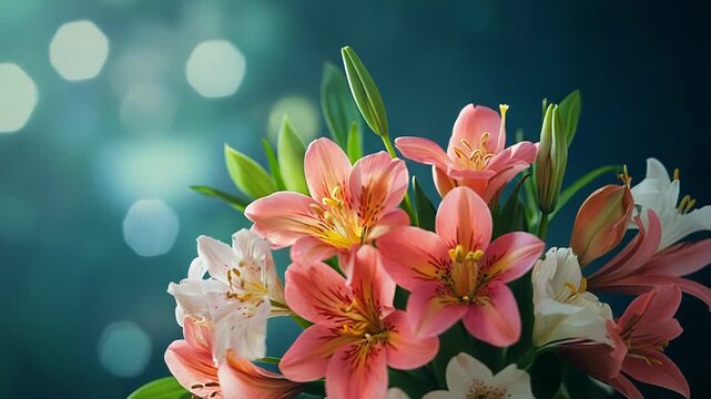 Bouquet of peruvian lilies creating a vibrant atmosphere