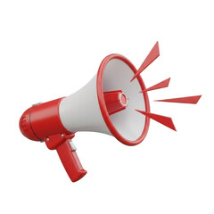 Red and white megaphone isolated on transparent background