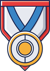 Award medal with blue red and yellow ribbon vector