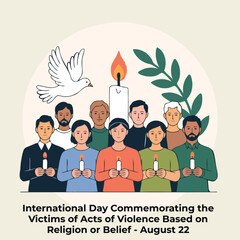 Flat style illustration honoring victims of religious violence – August 22 International Day Commemoration