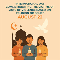 Flat style illustration honoring victims of religious violence – August 22 International Day Commemoration
