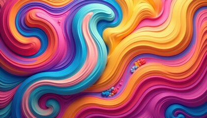 Swirling, vibrant, abstract candy shapes form a seamless, colorful background , confectionery, playful, happy