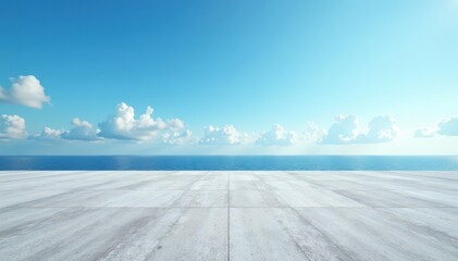 Vast, empty concrete expanse under a cloudless, serene blue sky , outdoors, tranquil