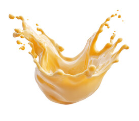  High-Speed Vanilla Yellow Milk Splash in Floating Motion on White Background