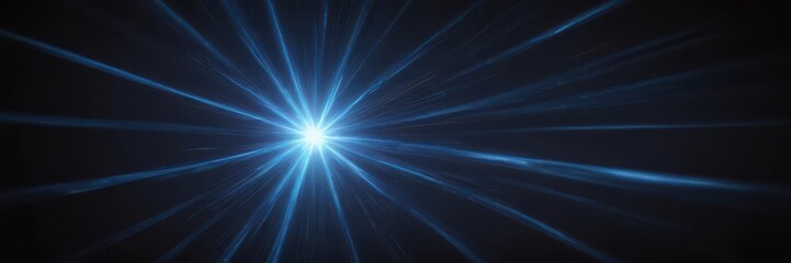 Abstract blue starburst, radiating light streaks on dark background, texture, galaxy