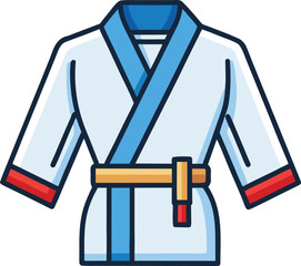 White martial arts uniform with blue and red accents karate gi judo gi