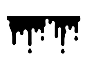 Black dripping paint silhouette on white background