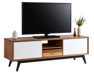 tv stand isolated on white and transparent background.