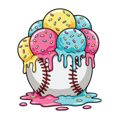 Baseball Ice Cream Sundae with Sprinkles