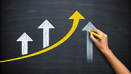 Hand drawing yellow arrow growth chart image
