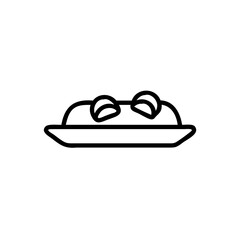Outline icon food on a plate with two buns simple