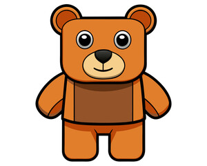 Cartoon teddy bear with a brown chest silhouette