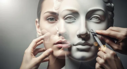 Artistic double exposure creates conceptual image about beauty, transformation, perfection. metaphor for plastic surgery, pressure of beauty standard, self-improvement, creation of idealized identity © Tiana_Geo