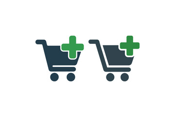 Add To Cart Icon Vector Design Shopping Cart With Green Plus Sign
