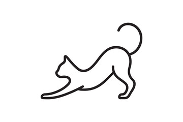 Stretching Cat Line Art Vector Minimalist Cat Stretch Outline Icon