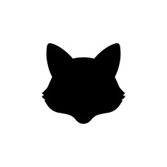 Cute fox head silhouette vector flat design on white background.