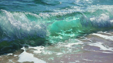 Underwater View of Female Swimmer with Sunlight Sparkles