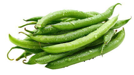 Fresh green beans isolated transparent background

