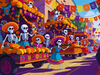 Animated Day of the Dead Parade