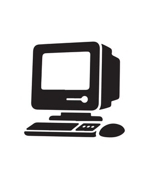 Silhouette of Classic Desktop Computer and Monitor