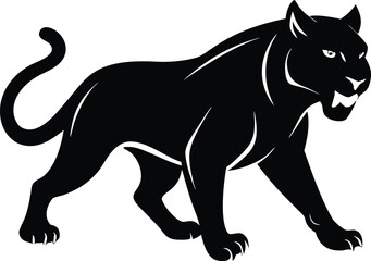 Black Panther Walking Silhouette Vector icon isolated on transparent background