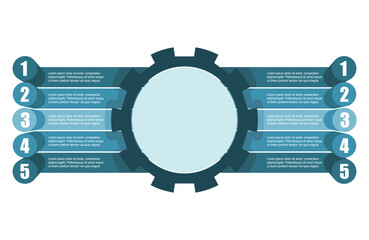 Gear and ten features or option of project to select. Minimal infographic illustration for business, technology and industry information visualization.