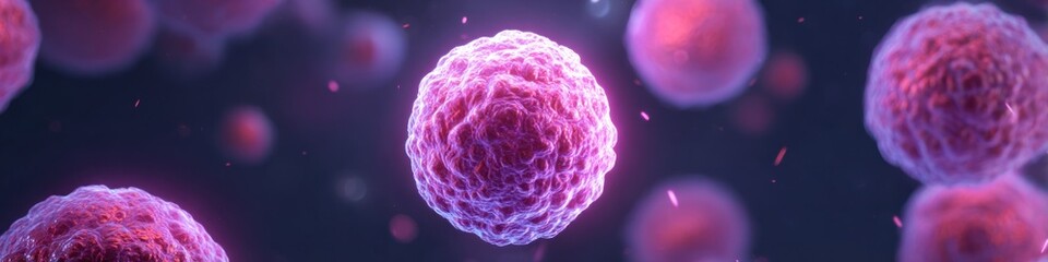 Pink virus cells, microbiology concept for disease research and medicine