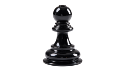 Black Chess Pawn Stands Alone on a White Background, Symbolizing Strategy and Focus in a Game of Intellect and Patience
