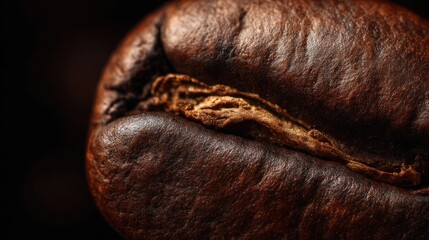 Roasted coffee bean, macro shot showing rich texture and dark roast