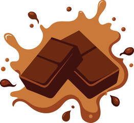 chocolate splash background, vector illustration of chocolate, yummy chocolate vector icon isolated on transparent background