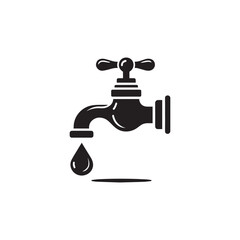 Water Tap with Drop Icon Vector Illustration
