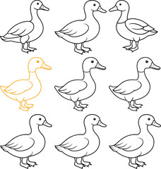 Black and White Duck Drawing – Clean and Simple Line Art Vector