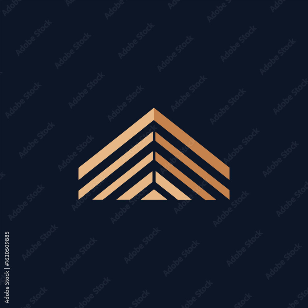 Poster vector art of abstract geometric design with upward pointing triangles in metallic bronze on a dark 