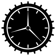 Black clock face with gear edge analog clock white