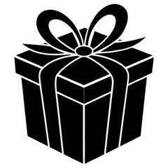 Black gift box with ribbon bow present