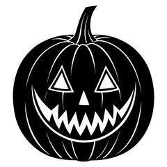Black jack o lantern silhouette pumpkin white