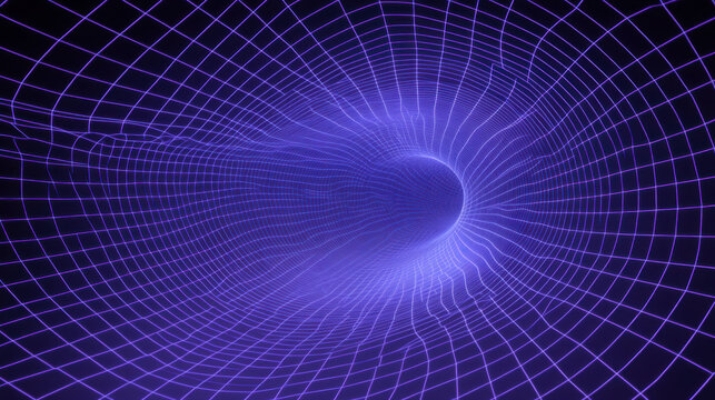 Visual representation of a blue vortex illustrating concepts of time travel and space curvature
