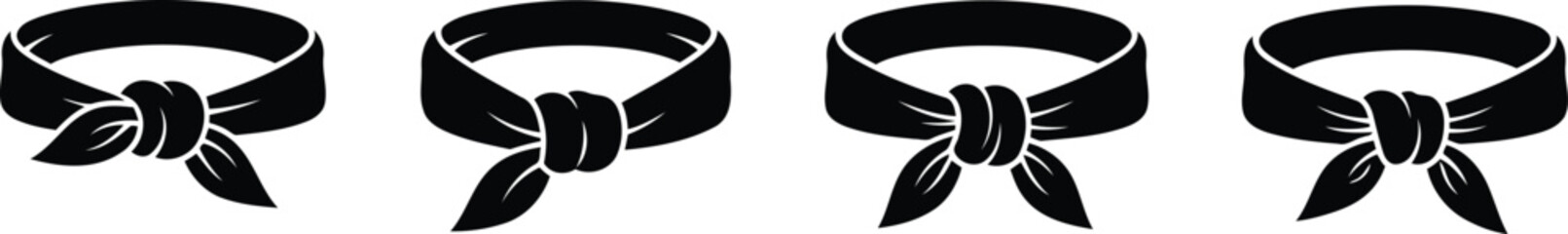 Bandana Knot Silhouette Icon Vector Set for Fashion and Style