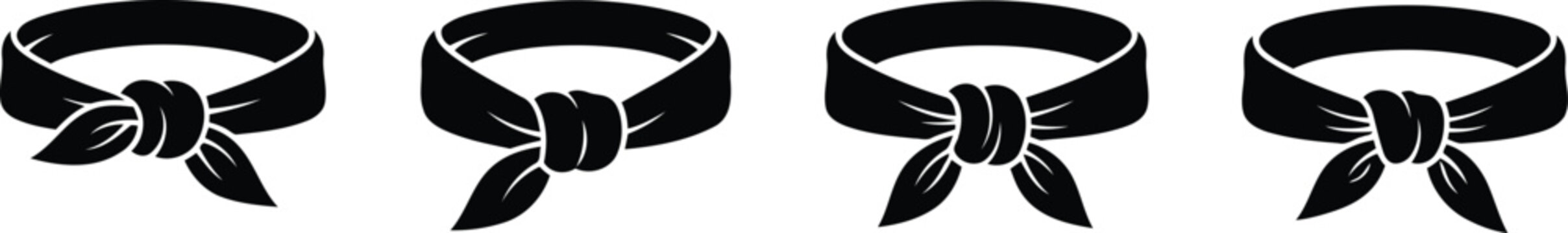 Bandana Knot Silhouette Icon Vector Set for Fashion and Style