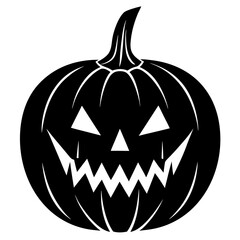 Black pumpkin silhouette with carved face jack o lantern