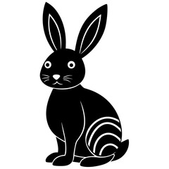Black rabbit with white accents bunny silhouette