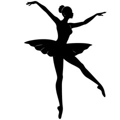 Black silhouette of a ballerina in a tutu ballet dancer © Mizanur