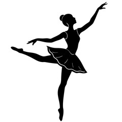 Black silhouette of a ballerina in motion ballet dancer © Mizanur