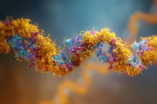 Molecular structure of protein with amino acids, 3D rendering