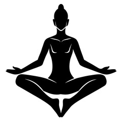 Black silhouette of person in lotus pose yoga meditation
