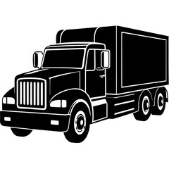 Black truck silhouette with cargo box vector
