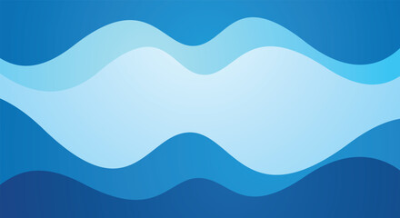 Papercut style ocean wave pattern blue gradient background