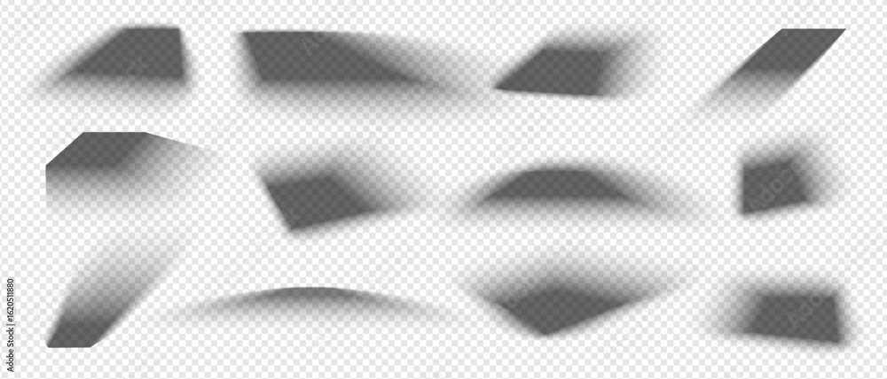 Aufkleber Realistic square box shadow mockup with soft drop effect and light blur. Vector template with gradient overlay on transparent background. Perfect for package, page or card design layout.